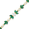 Thumbnail Image 1 of Marquise Lab-Created Green Quartz and White Sapphire Flower Bracelet in Sterling Silver with 18K Gold Plate - 7.25"