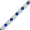 Thumbnail Image 0 of Princess-Cut Lab-Created Opal and Blue Sapphire Alternating Bracelet in Sterling Silver - 7.25"