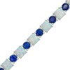 Thumbnail Image 0 of Princess-Cut Lab-Created Opal and Blue Sapphire Alternating Bracelet in Sterling Silver - 7.25"