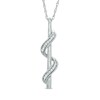 Thumbnail Image 1 of Diamond Accent Ribbon Double Wrapped Stick Pendant in Sterling Silver