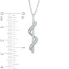 Thumbnail Image 2 of Diamond Accent Ribbon Double Wrapped Stick Pendant in Sterling Silver