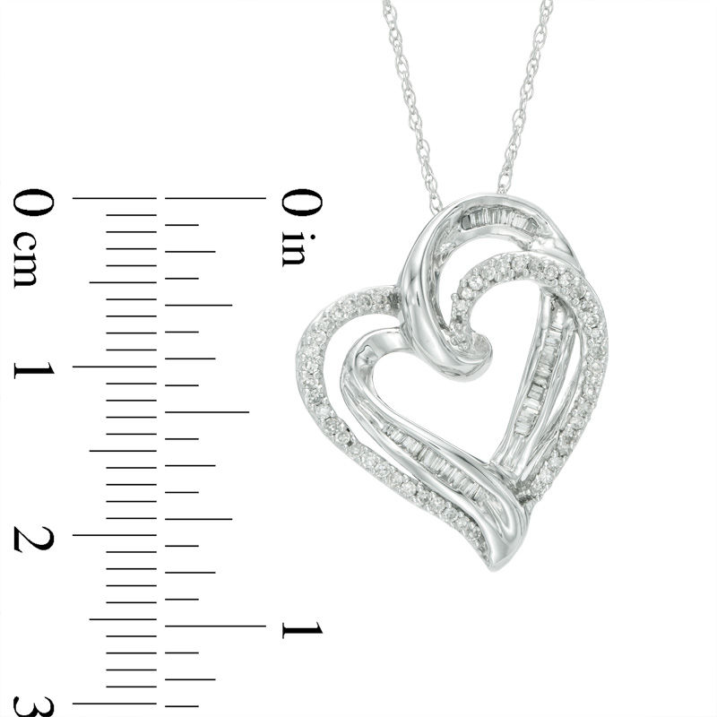 0.25 CT. T.W. Diamond Tilted Double Heart Pendant in 10K White Gold