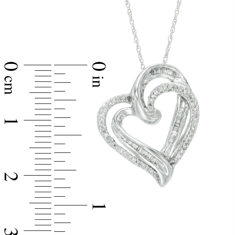 0.25 CT. T.W. Diamond Tilted Double Heart Pendant in 10K White Gold