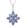 Thumbnail Image 0 of Multi-Shaped Tanzanite and Diamond Accent Star Cluster Pendant in 10K White Gold