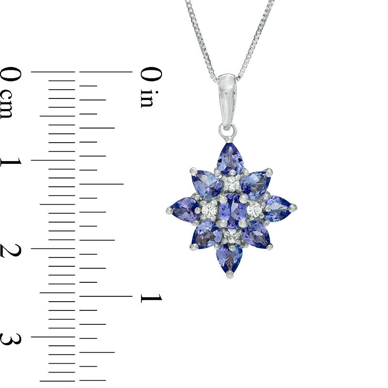 Multi-Shaped Tanzanite and Diamond Accent Star Cluster Pendant in 10K White Gold