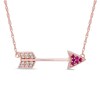 Thumbnail Image 0 of Lab-Created Ruby and White Sapphire Arrow Necklace in Sterling Silver and 14K Rose Gold Plate - 16.5"