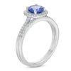 Thumbnail Image 1 of Your Stone Your Story™ 6.0mm Tanzanite and 0.24 CT. T.W. Diamond Cushion Frame Bridal Set in 14K White Gold