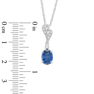 Lab-Created Blue and White Sapphire Pendant and Earrings Set in Sterling Silver