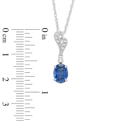 Lab-Created Blue and White Sapphire Pendant and Earrings Set in Sterling Silver