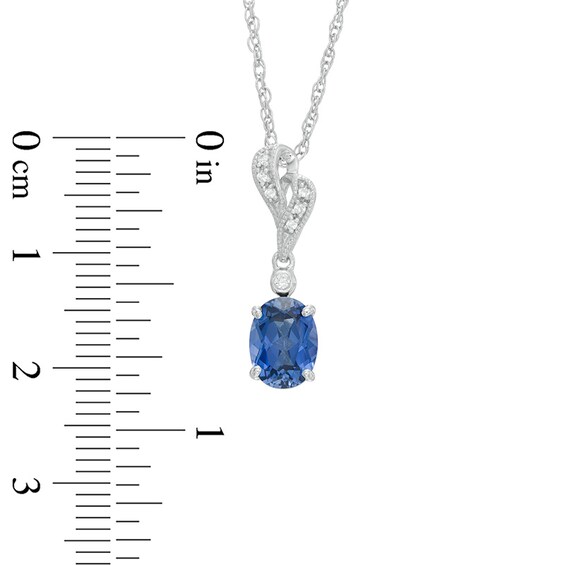 Lab-Created Blue and White Sapphire Pendant and Earrings Set in Sterling Silver
