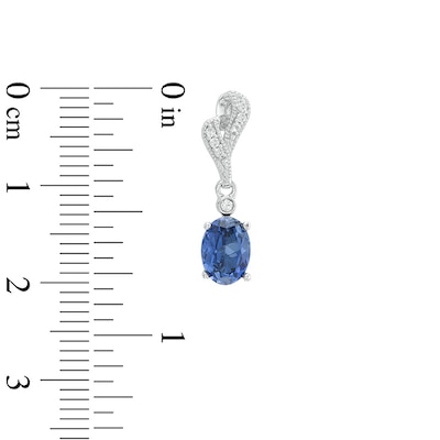 Lab-Created Blue and White Sapphire Pendant and Earrings Set in Sterling Silver