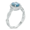 Thumbnail Image 1 of Oval Aquamarine and 0.30 CT. T.W. Diamond Frame Twist Engagement Ring in 14K White Gold