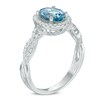 Thumbnail Image 2 of Oval Aquamarine and 0.30 CT. T.W. Diamond Frame Twist Engagement Ring in 14K White Gold