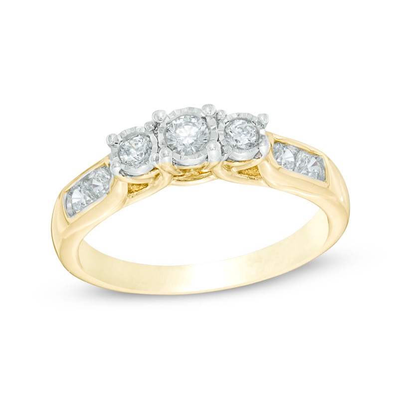 0.45 CT. T.W. Diamond Past Present Future® Engagement Ring in 10K Gold