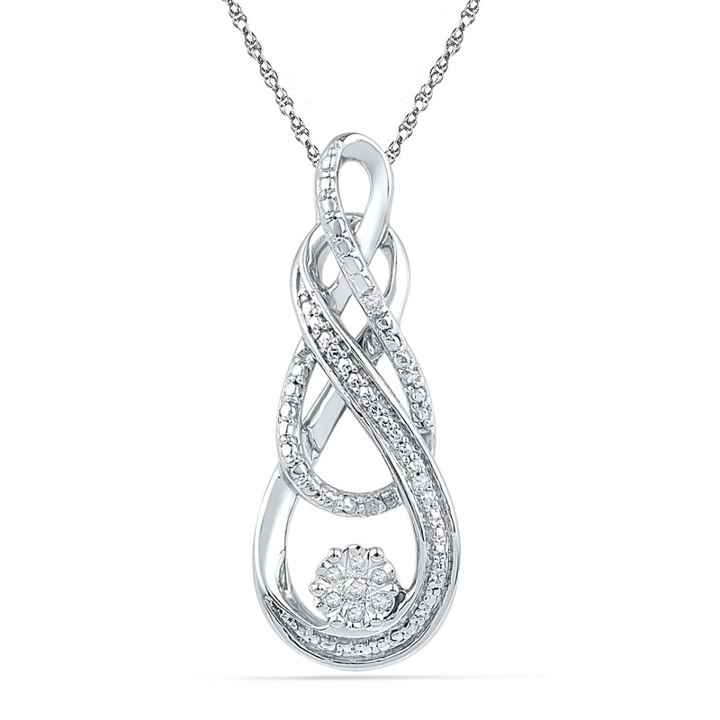Diamond Accent Cluster Double Infinity Pendant in Sterling Silver