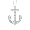 Thumbnail Image 1 of Lab-Created White Sapphire Anchor Pendant in Sterling Silver