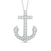 Thumbnail Image 0 of Lab-Created White Sapphire Anchor Pendant in Sterling Silver