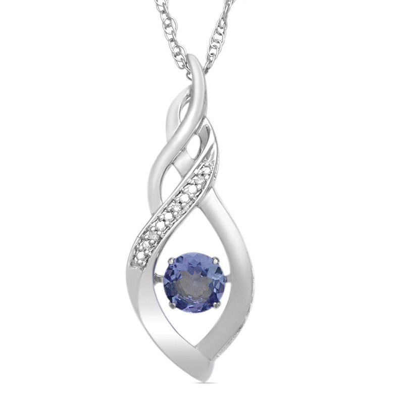 Unstoppable Love™ 5.0mm Tanzanite and Diamond Accent Double Loop Twist Pendant in Sterling Silver