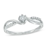 Thumbnail Image 0 of 0.15 CT. T.W. Diamond Bypass Swirl Promise Ring in Sterling Silver