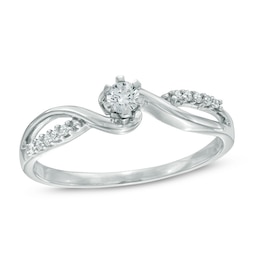 0.15 CT. T.W. Diamond Bypass Swirl Promise Ring in Sterling Silver