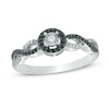 Thumbnail Image 0 of 0.18 CT. T.W. Enhanced Black and White Diamond Frame Twist Shank Promise Ring in 10K White Gold