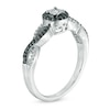 Thumbnail Image 1 of 0.18 CT. T.W. Enhanced Black and White Diamond Frame Twist Shank Promise Ring in 10K White Gold