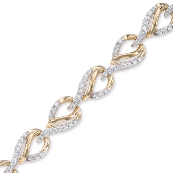 0.96 CT. T.W. Diamond Flame Link Bracelet in 10K Gold - 7.25"