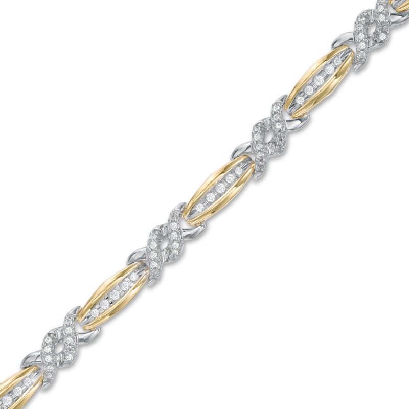 0.70 CT. T.W. Diamond Double Twist Bracelet in 10K Two-Tone Gold - 7.25"|Peoples Jewellers