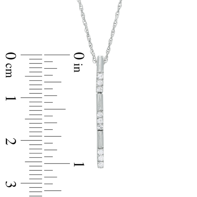 0.09 CT. T.W. Diamond Three Stone Linear Bar Pendant in Sterling Silver