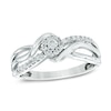Thumbnail Image 1 of 0.18 CT. T.W. Diamond Composite Bypass Crossover Shank Promise Ring in Sterling Silver