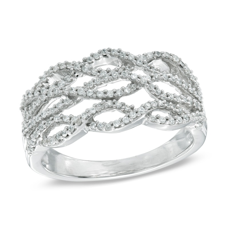 0.45 CT. T.W. Diamond Lattice Ring in 10K White Gold|Peoples Jewellers