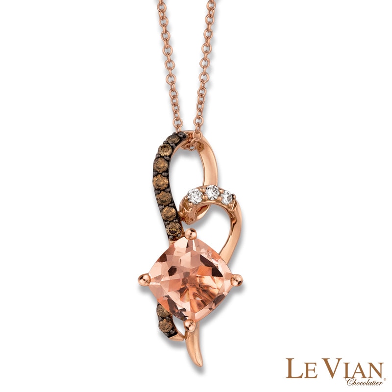 Le Vian® Cushion-Cut Morganite and 0.14 CT. T.W. Diamond Loop Pendant in 14K Strawberry Gold™|Peoples Jewellers