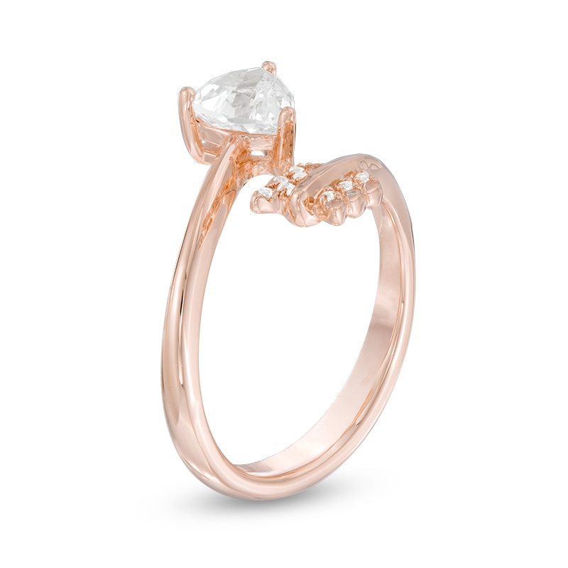 Main Image 2 of 6.0mm Trillion-Cut Lab-Created White Sapphire Arrow Ring in Sterling Silver with 14K Rose Gold Plate