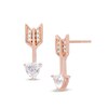 Thumbnail Image 1 of 4.0mm Trillion-Cut Lab-Created White Sapphire Arrow Drop Earrings in Sterling Silver with 14K Rose Gold Plate