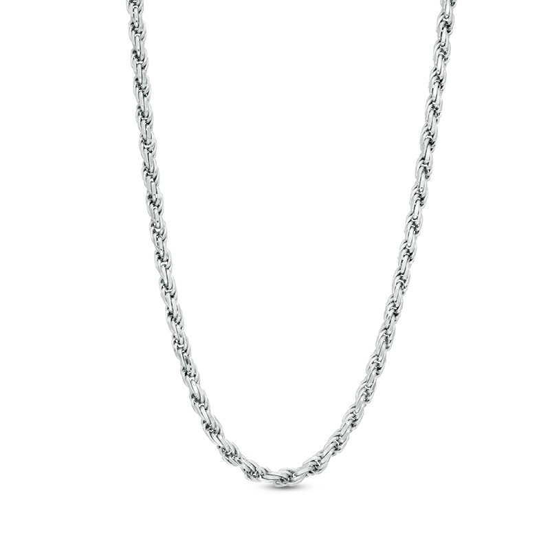 Main Image 1 of Ladies' 3.6mm Diamond-Cut Rope Chain Necklace in Solid Sterling Silver  - 20"