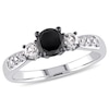 Thumbnail Image 0 of 0.75 CT. Black Diamond and Lab-Created White Sapphire Three Stone Engagement Ring in Sterling Silver