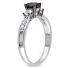 0.75 CT. Black Diamond and Lab-Created White Sapphire Three Stone Engagement Ring in Sterling Silver