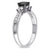 Thumbnail Image 2 of 0.75 CT. Black Diamond and Lab-Created White Sapphire Three Stone Engagement Ring in Sterling Silver