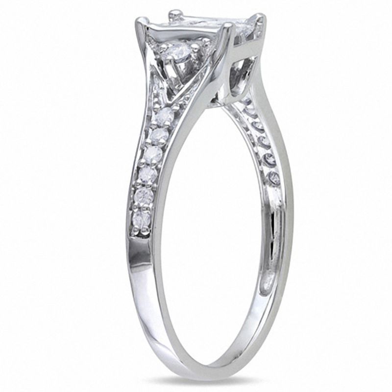 0.48 CT. T.W. Princess-Cut Diamond Rectangle Composite Engagement Ring 10K White Gold