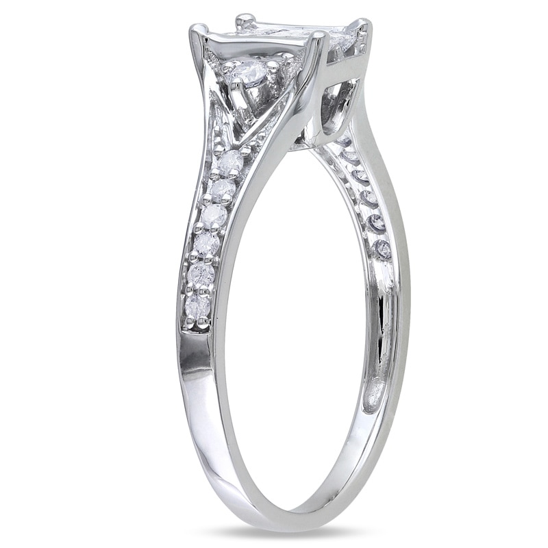 0.48 CT. T.W. Princess-Cut Diamond Rectangle Composite Engagement Ring in 10K White Gold