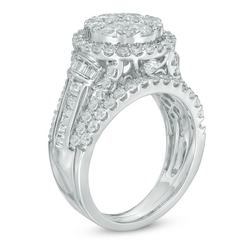 2.50 CT. T.W. Composite Diamond Frame Multi-Row Bridal Set 14K White Gold