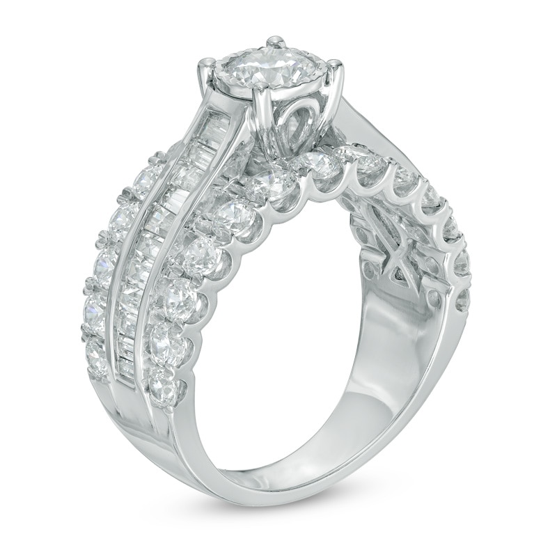 3.00 CT. T.W. Diamond Multi-Row Shank Engagement Ring in 14K White Gold