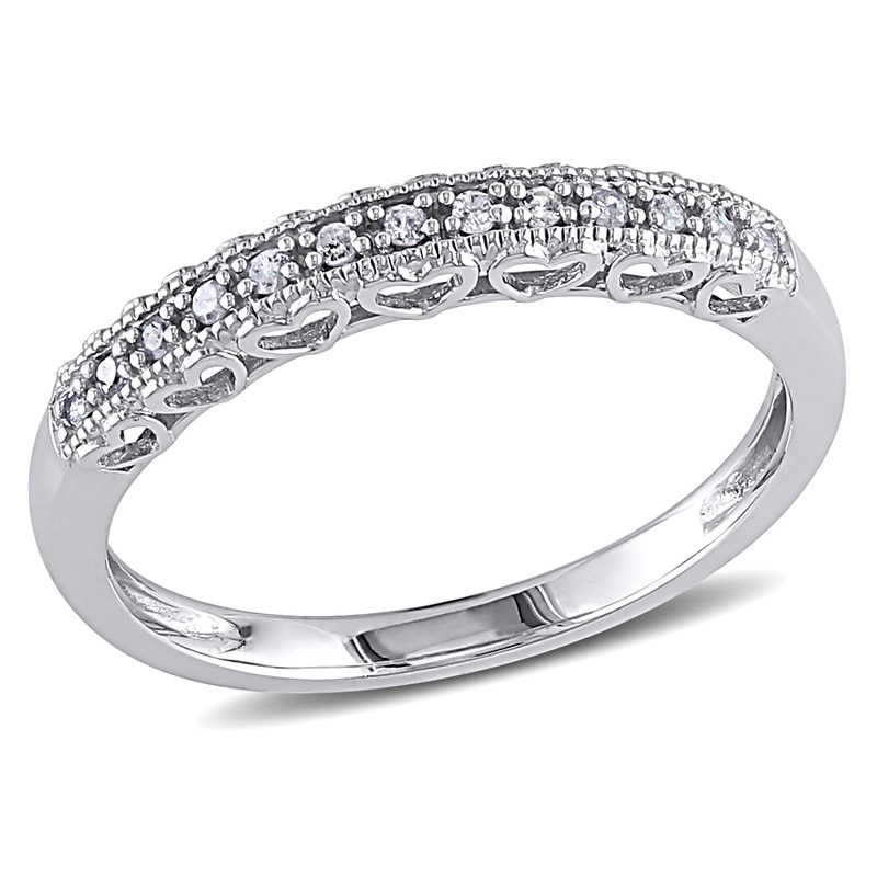 Diamond Accent Heart Anniversary Band in 10K White Gold|Peoples Jewellers