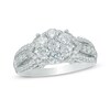 Thumbnail Image 1 of 0.95 CT. T.W. Composite Diamond Arrow Collar Three Row Shank Engagement Ring in 10K White Gold