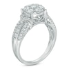 0.95 CT. T.W. Composite Diamond Arrow Collar Three Row Shank Engagement Ring in 10K White Gold