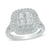 Thumbnail Image 0 of 1.95 CT. T.W. Princess-Cut Quad Diamond Double Cushion Frame Engagement Ring in 14K White Gold