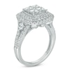 Thumbnail Image 1 of 1.95 CT. T.W. Princess-Cut Quad Diamond Double Cushion Frame Engagement Ring in 14K White Gold