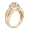 1.00 CT. T.W. Composite Diamond Frame Triple Row Engagement Ring in 10K Gold