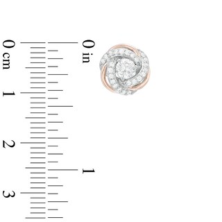 Lab-Created White Sapphire Love Knot Pendant and Earrings Set in Sterling Silver with 18K Rose Gold Plate