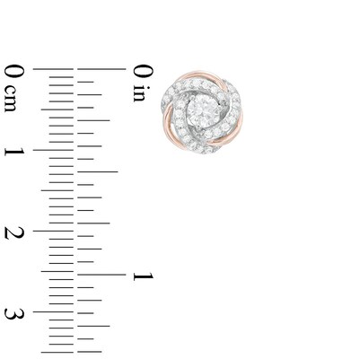 Lab-Created White Sapphire Love Knot Pendant and Earrings Set in Sterling Silver with 18K Rose Gold Plate